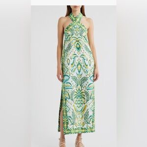 FARM Rio Green and Yellow Maxi Dress NWT
